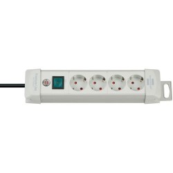 Base de tomas múltiples Premium-Line IP20 H05VV-F 3G1,5 - 1,8 m y 3 m - Gris claro