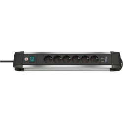 Base de tomas múltiples con puertos USB Premium-Alu-Line IP20 H05VV-F 3G1,5 -  3 m