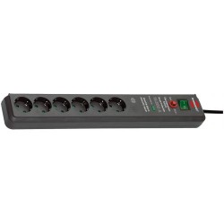 Base de tomas múltiples con señal acústica contra subidas de tensión Secure-Tec IP20 H05VV-F 3G1,5 - 19.500 A - 3 m