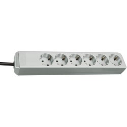 Base de tomas múltiples Eco-Line IP20 H05VV-F 3G1,5 - 1,5 m - Gris claro