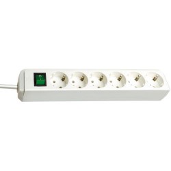 Base de tomas múltiples Eco-Line con interruptor IP20 H05VV-F 3G1,5 - 1,5 m, 3 m, 5 m - Blanco