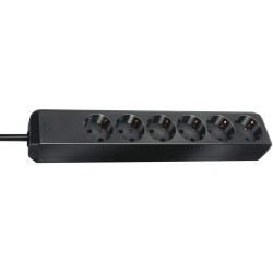 Base de tomas múltiples Eco-Line IP20 H05VV-F 3G1,5 - 1,5 m - Negro