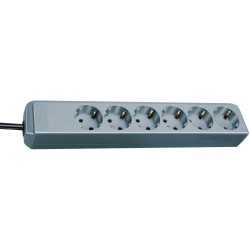 Base de tomas múltiples Eco-Line IP20 H05VV-F 3G1,5 - 1,5 m - Gris plata