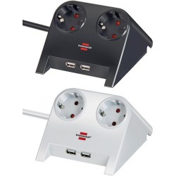 Base de tomas múltiples de sobremesa con 2 tomas y 2 puertos USB
